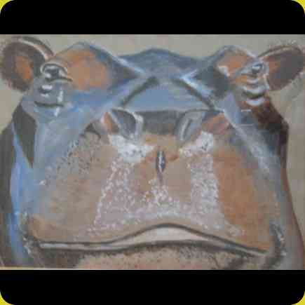 Naam: Nijlpaard 

Afmetingen: 40x50
Materialen: Acryl op papier